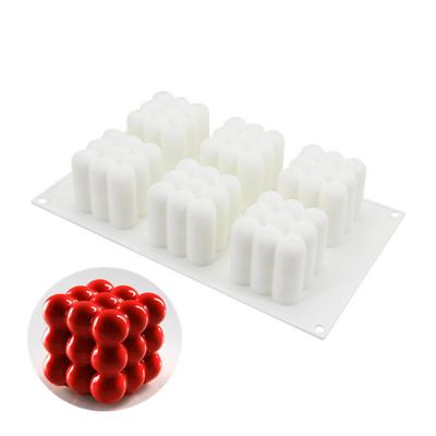 Silikon 6 gleichmäßige Zauberwürfel-Kuchenform, dreidimensionale Zauberwürfel-Silikon-Mousse-Würfelform, 3D-kugelförmig
