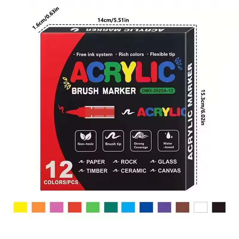 12-72 Colors Acrylic Paint Markers, Soft Brush Tip Large Ink Capacity Acrylicmarker Brush Pens, Professional-Grade Paint Pen