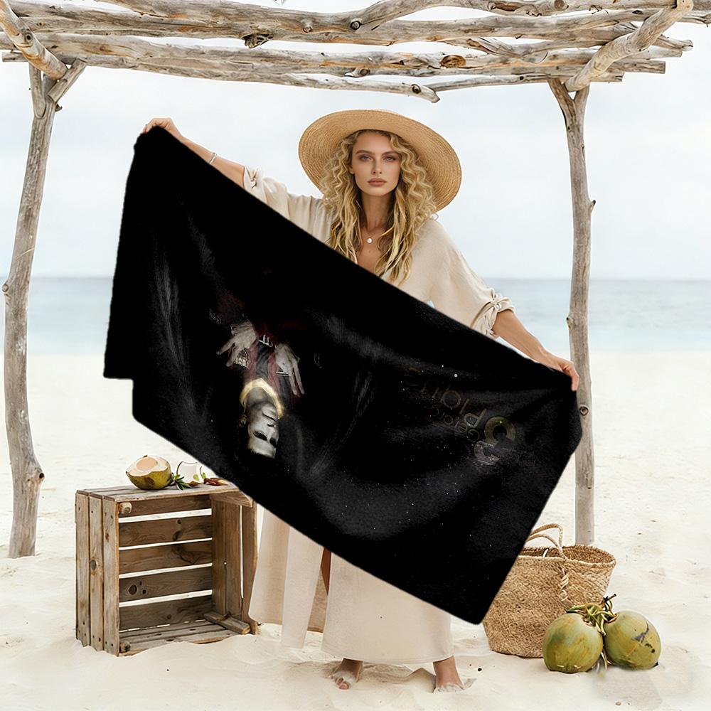 Abstract Colorful Portrait Beach Towel Super Soft & Absorbent Comfortable Lightweight