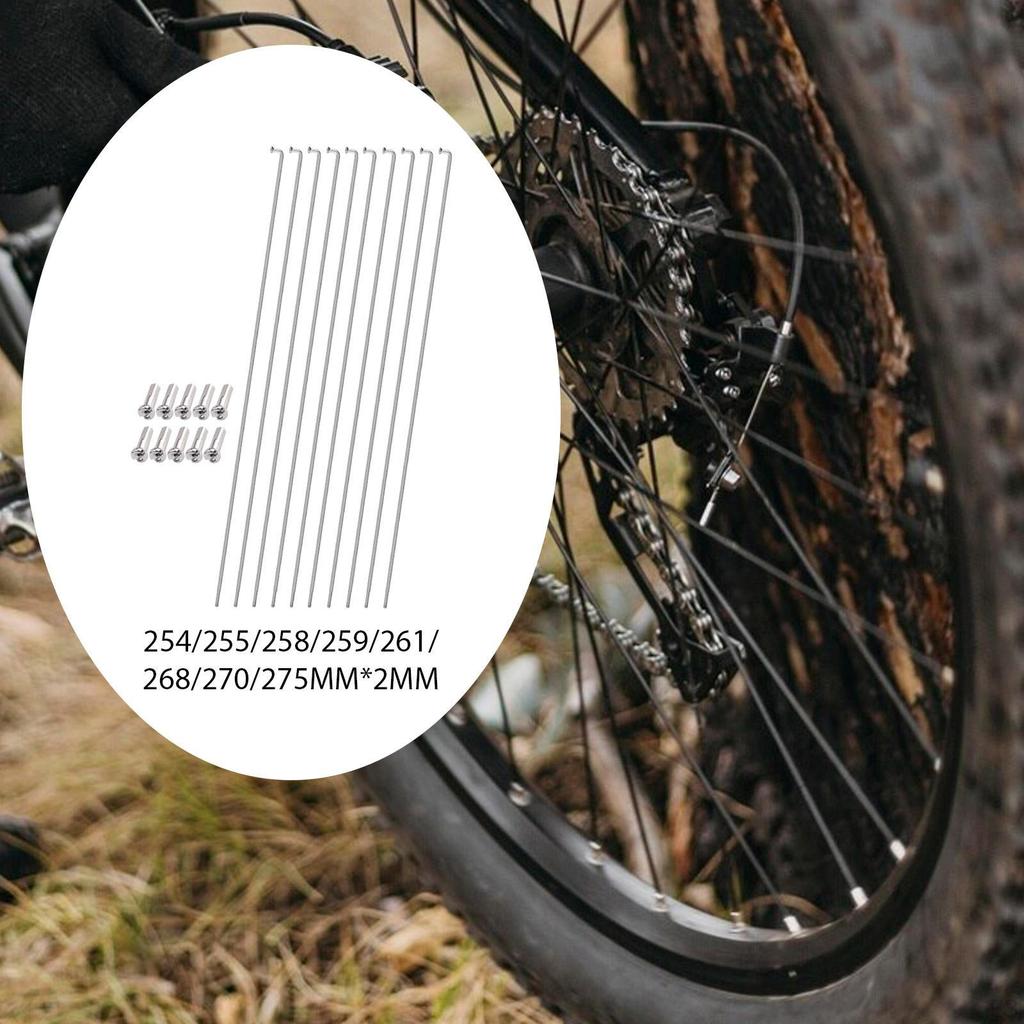 10Pcs Stainless Steel Bike Spokes 2mm Impact Resistance Part Repair with Spoke for Mountain