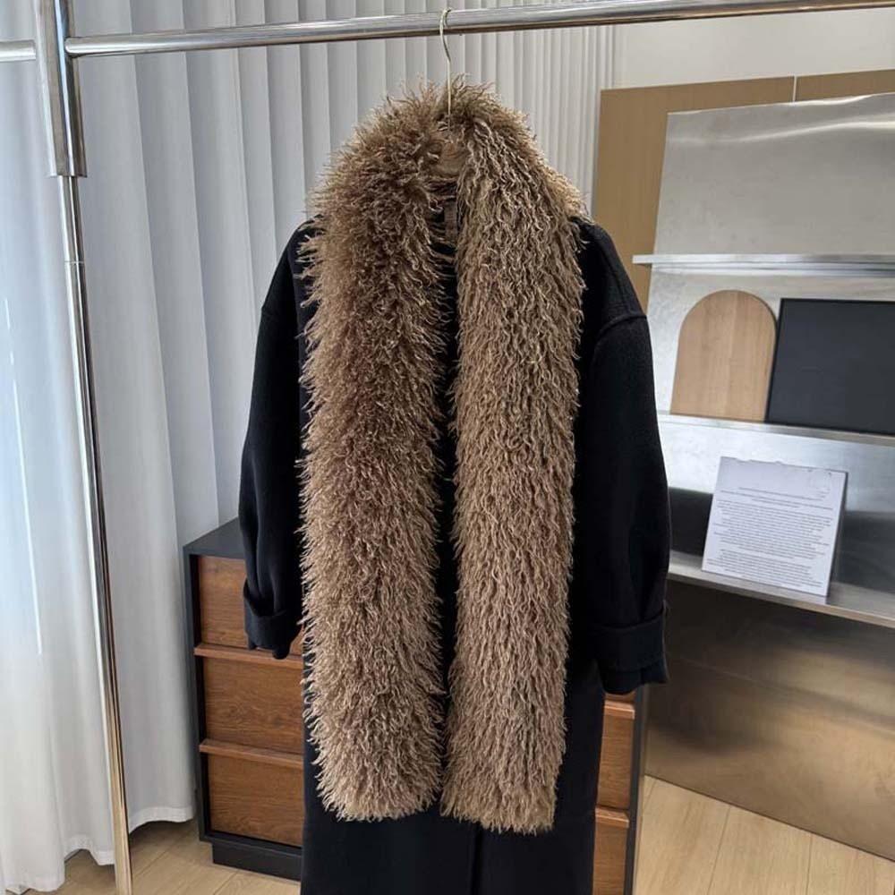 Soft Faux Fur Scarf Thick Curly Fur Wrap Shaggy Warm Stole Fluffy Winter Shawl Winter Vacation