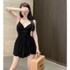 Elegant Petite Backless Halter V-Neck Little Black Dress - Hepburn Style