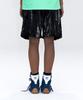 ERER Box-Pleat Faux Leather Shorts Black
