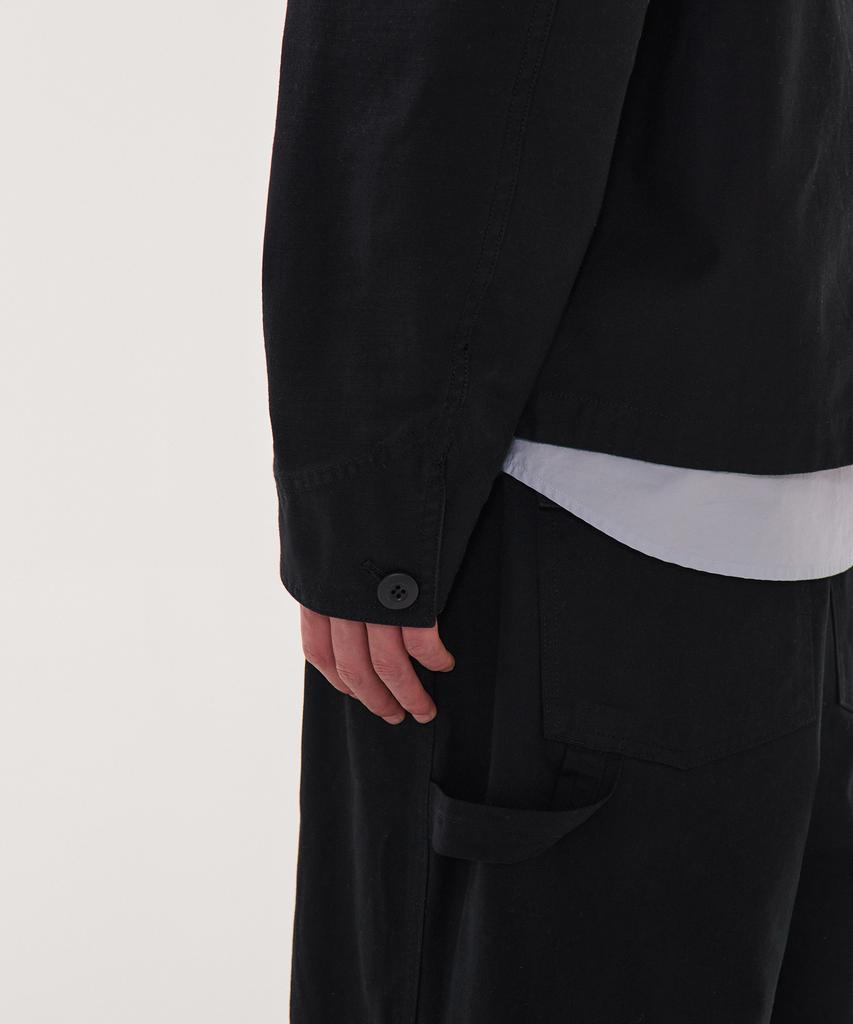 Musinsa Standard Back Satin Short Chore Jacket [Black]