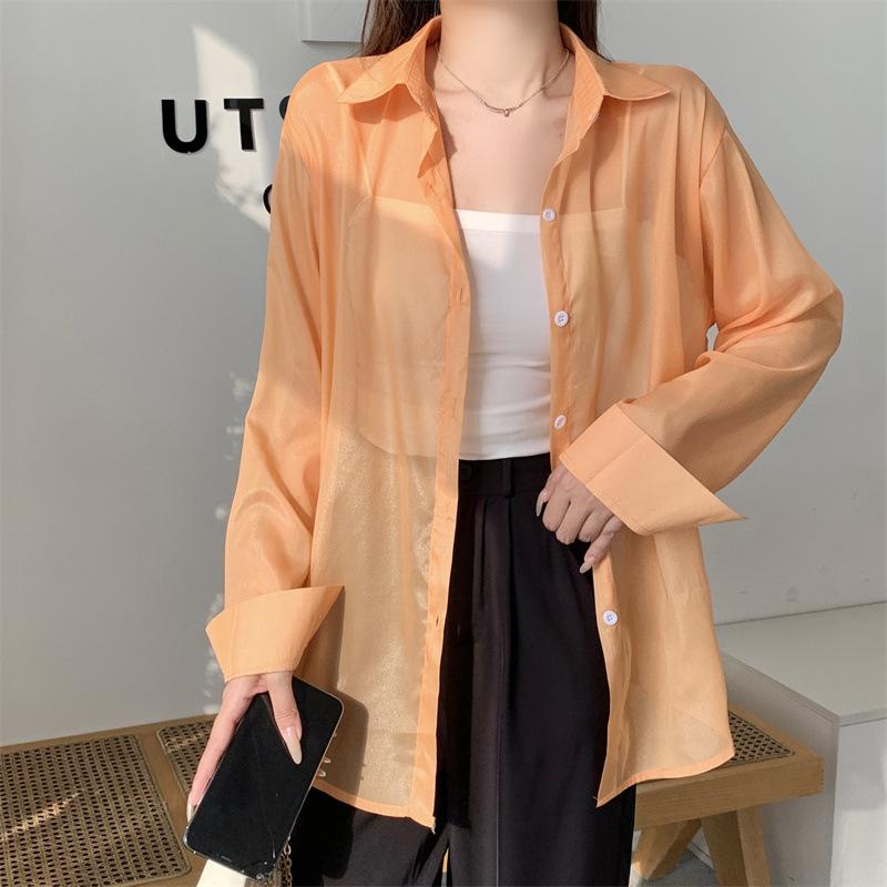 

GMXIA Женская летняя рубашка с открытой спиной, украшенная бисером, снегонепроницаемая, наружная, с защитой от ультрафиолета, солнцезащитные топы One Size оранжевый