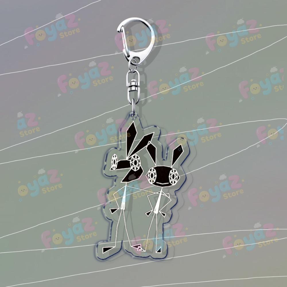 

Game Vib Ribbon Keychain Accessories Bag Charms Black and White Simple Line Car Keyrings Jewelry Fans Freinds Gift