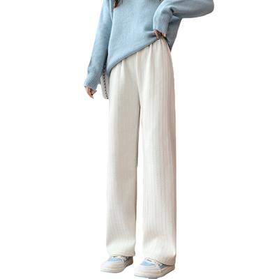 Chenille Wide-leg Pants for Women In Autumn and Winter Straight-leg Casual Plus Velvet Thickened Warm Cotton Pants for Winter Wear