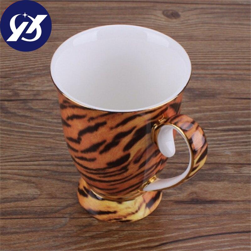 Nordisk Fas på Keramisk Kaffekrus Kreativt Porselen Leopard Håndtak Frokost Melk Te Kopp Kontor Vannflaske Drikkeglass