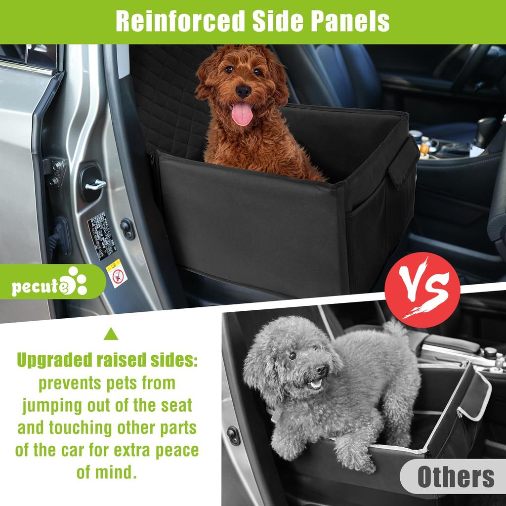 Pecute Dog Car Drive Box Seat Cover with Drive Bed Prevention Lead and Passenger Back for Small Dogs Insole, Foldable, Anti-Slip, Waterproof, Seat,