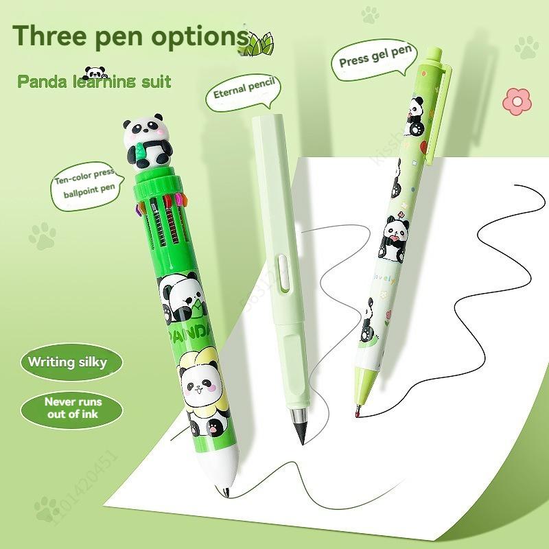 6-in-1 Cute Panda Stationery Set Birthday Present Back To School Gift Pencil Eraser Students School Office Correction Tape Kids