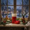 Miniature Stocking Display 3D Printed Christmas Ornament, Red and White Seasonal Shelf Ornament Desktop Decoration for Holiday Home Mantelpiece