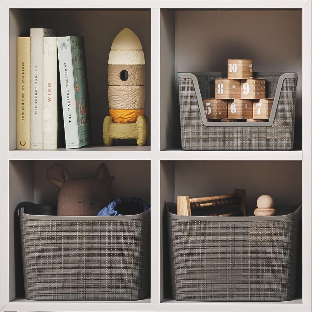 Jute Large Easy Access Basket Medium Durable Resin Organization and Storage Basket Bin Grey