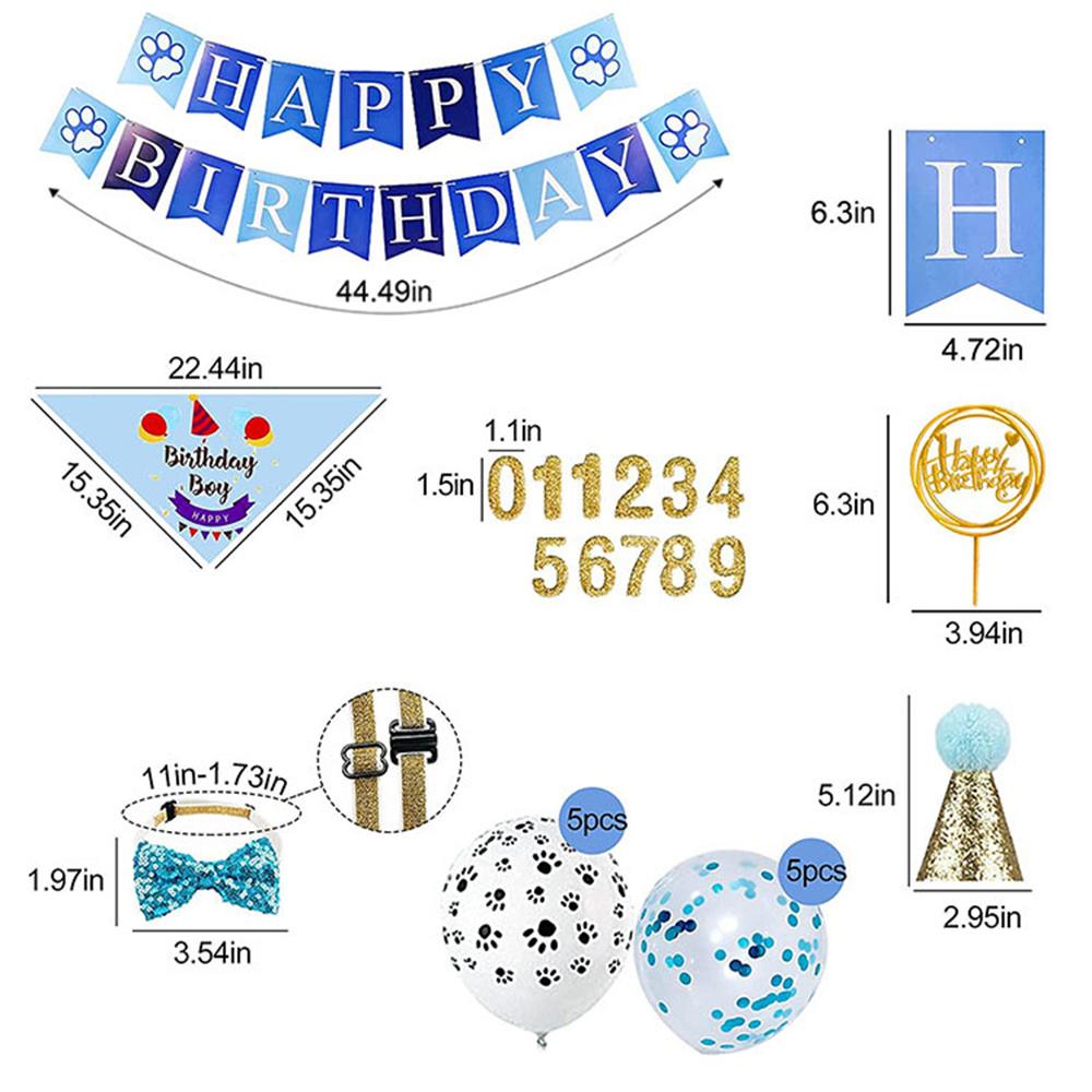 Happy Birthday Pet Holiday Products for Dogs Cats Mascotacs Accessories Party Cosplay Dog Cat Birthday Hat Bandana Bow Tie Set