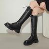 Augustine Boots Women's 2025 Autumn New Retro Black Lace-up But Knee-length Fried Street Knight Boots