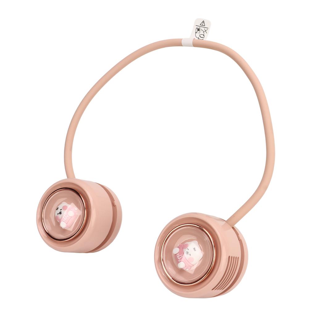 USB Neck Fan Multifunction Silent 3 Speeds Adjustment Powerful Portable Neck Fan for Outdoor Camping Travel Pink