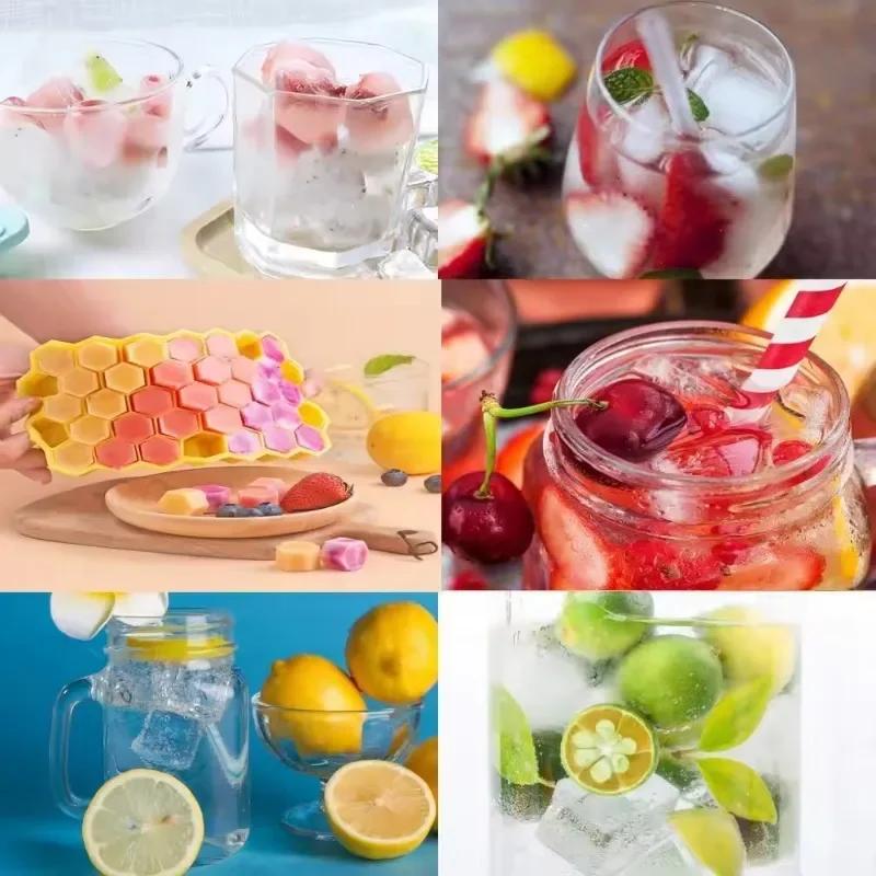 Food Grade Soft Silicone Ice Cube Mold with Cover, 37 Grid, Washable and Reusable, Easy Removal, Home Kitchen Tools, 1PC