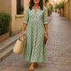 New Women's Casual Long Sleeve Lapel Long Digital Print Women's Shirt Dress