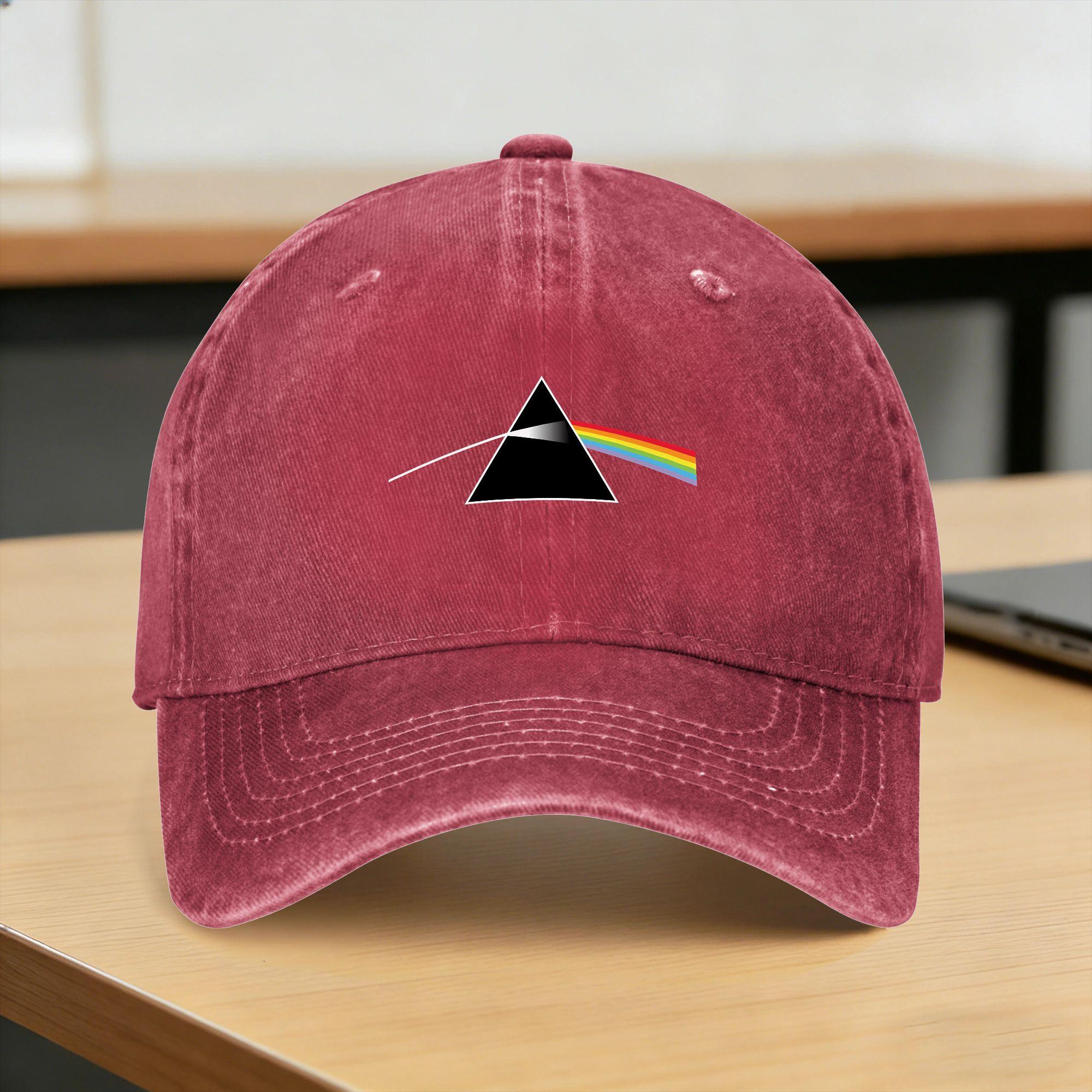 Band PPink Floyds Break Triangel Rainbow Washed Baseball Cap Casual Sun Trucker Hat Summer Unisex Women Outdoor Sport Caps One Size
