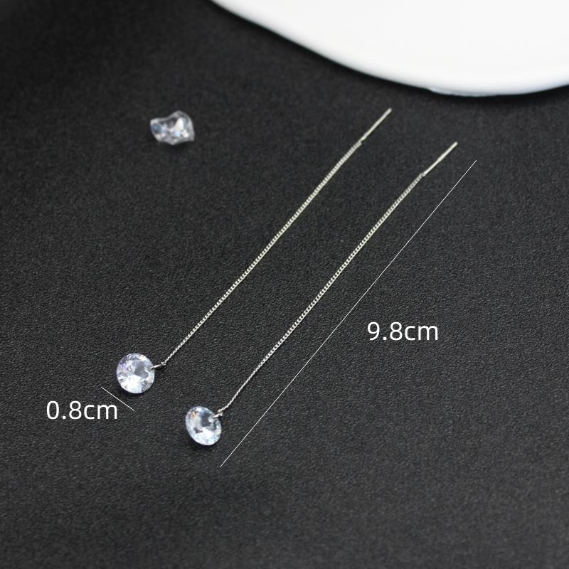 Long Copper Chain Tassel 8mm CZ Crystal Dangle Earrings for Women Hyperbole Drop Jewelry Accessories Girl Gift Brincos