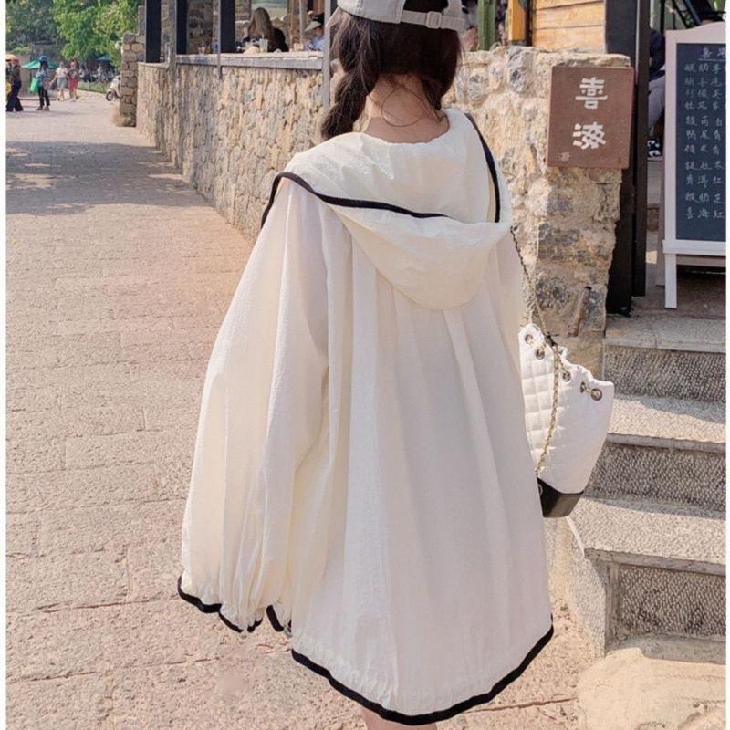 Fashion Hooded Sun Protection Coat Women Summer Long Sleeve Thin Breathable Jacket Female Korean Streetwear Sun Proof Clothing