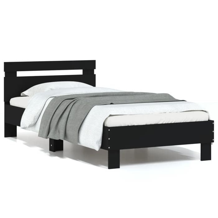 VidaXL Bed Frames with Headboard and LED Lights, Single Bed with Slat Base, Adult Bed, Bedroom Furniture, 838751