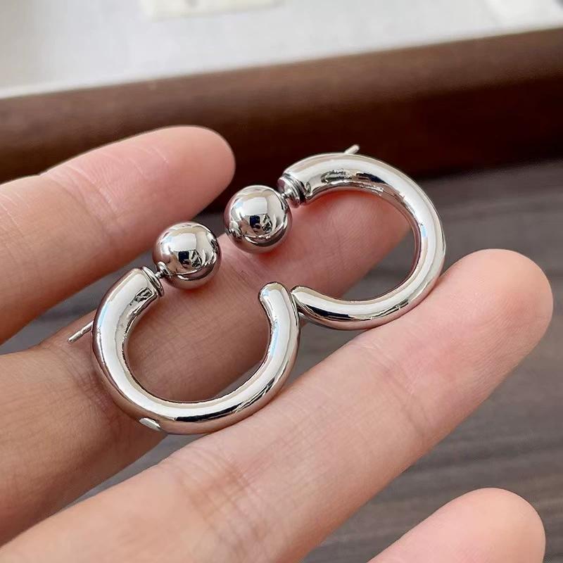 New Creative Copper Reversible C-shaped Metal Earrings for ladies Simple Two Wear way High Quality Jewelry Gift for Women