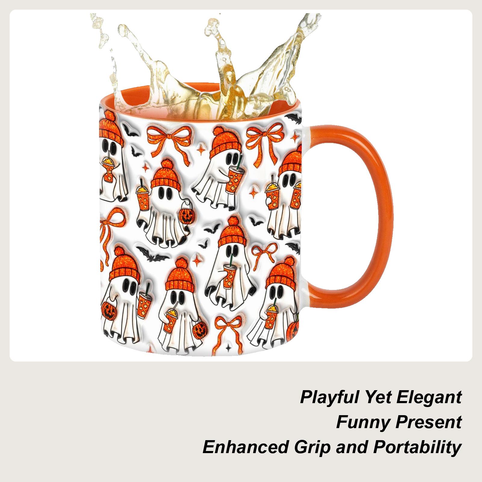 Halloween Ghost Mug Halloween Ghost Ceramic Mug 3D Coffee Mug Cute Ghost Ceramic Coffee Mug Halloween Decor Gift single attribute