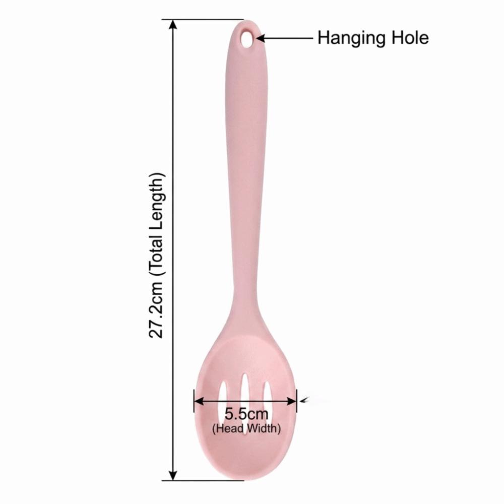 2Pcs Hollow Draining Hole Strainer Spoon Silicone Skimmer Protect Cookware Non Stick Spoon Kitchen