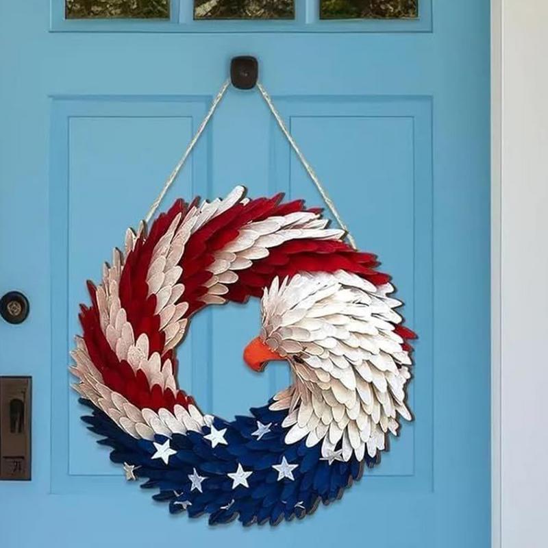 Patriotic Wreath Red White Blue Eagle Flag Garland Independence Day Decorations Renewed Brave Wings Garland For Home Use