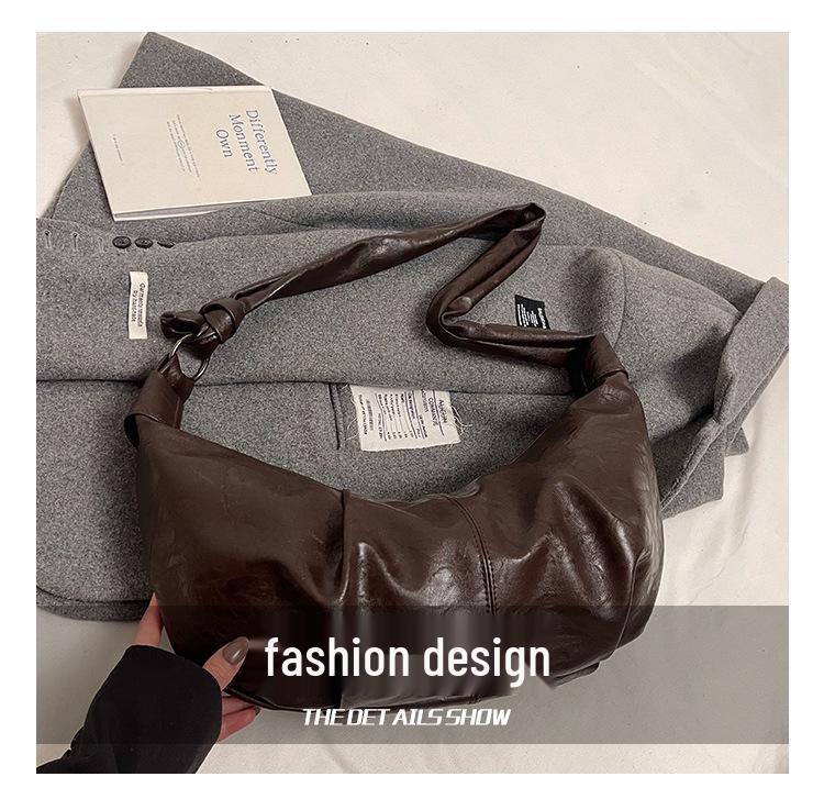 Lux Retro Soft Leather Pleated Dumpling Bag - Versatile Large Capacity Shoulder/Crossbody for Commuting