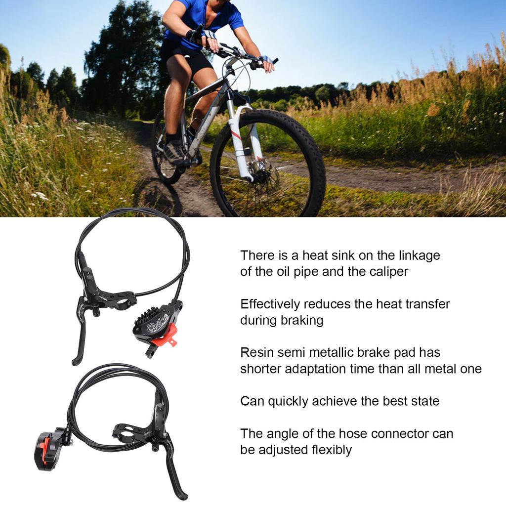 Hydraulic Disc Brake Set Aluminum Alloy 4 Piston Front and Rear Bilateral Hydraulic Brake for Mountain Bike