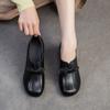 Johnature Retro Dame Hæler Sko Casual Ekte Skinn Pendler Allsidige Dame Slip-on Sko