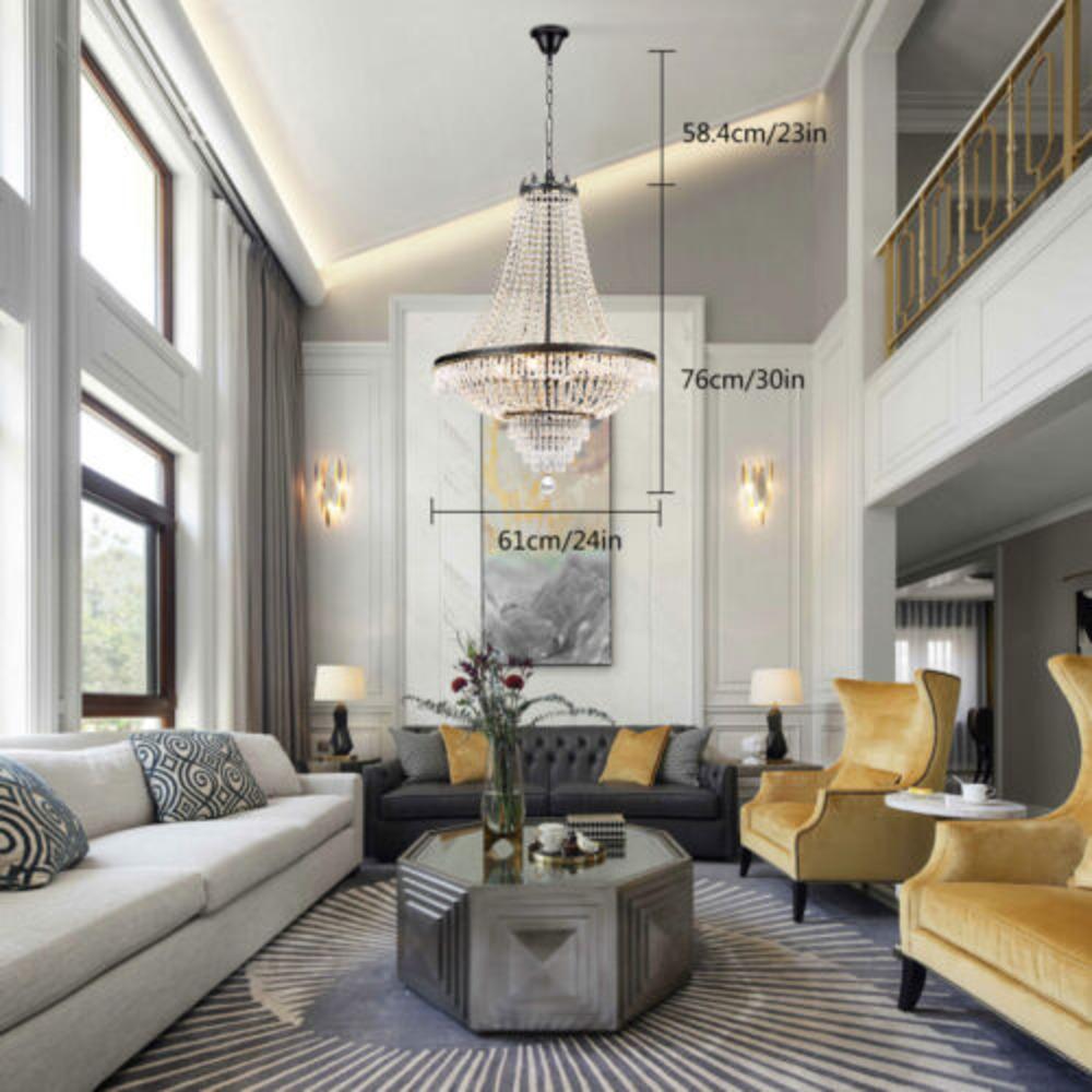 Bymaocar Modern 9-light Hanging Crystal Chandelier Luxury Design Pendant Lamp Indoor Lighting Durable & Anti-corrosion No-fading