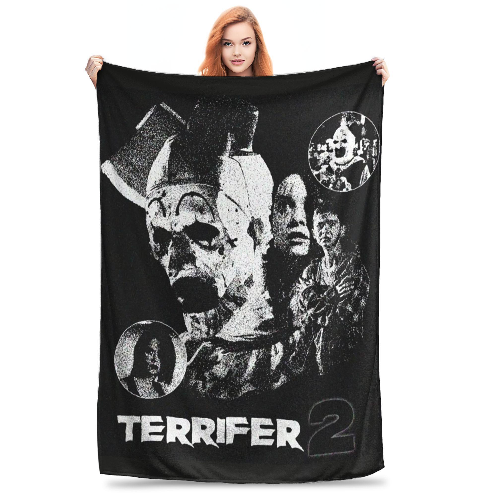

Flannel Throw Blanket Terrifier 2 Movie Art The Clown Warm Plush Blankets Soft Bedspread for Bed Living room Home Travel Sofa 80x120cm