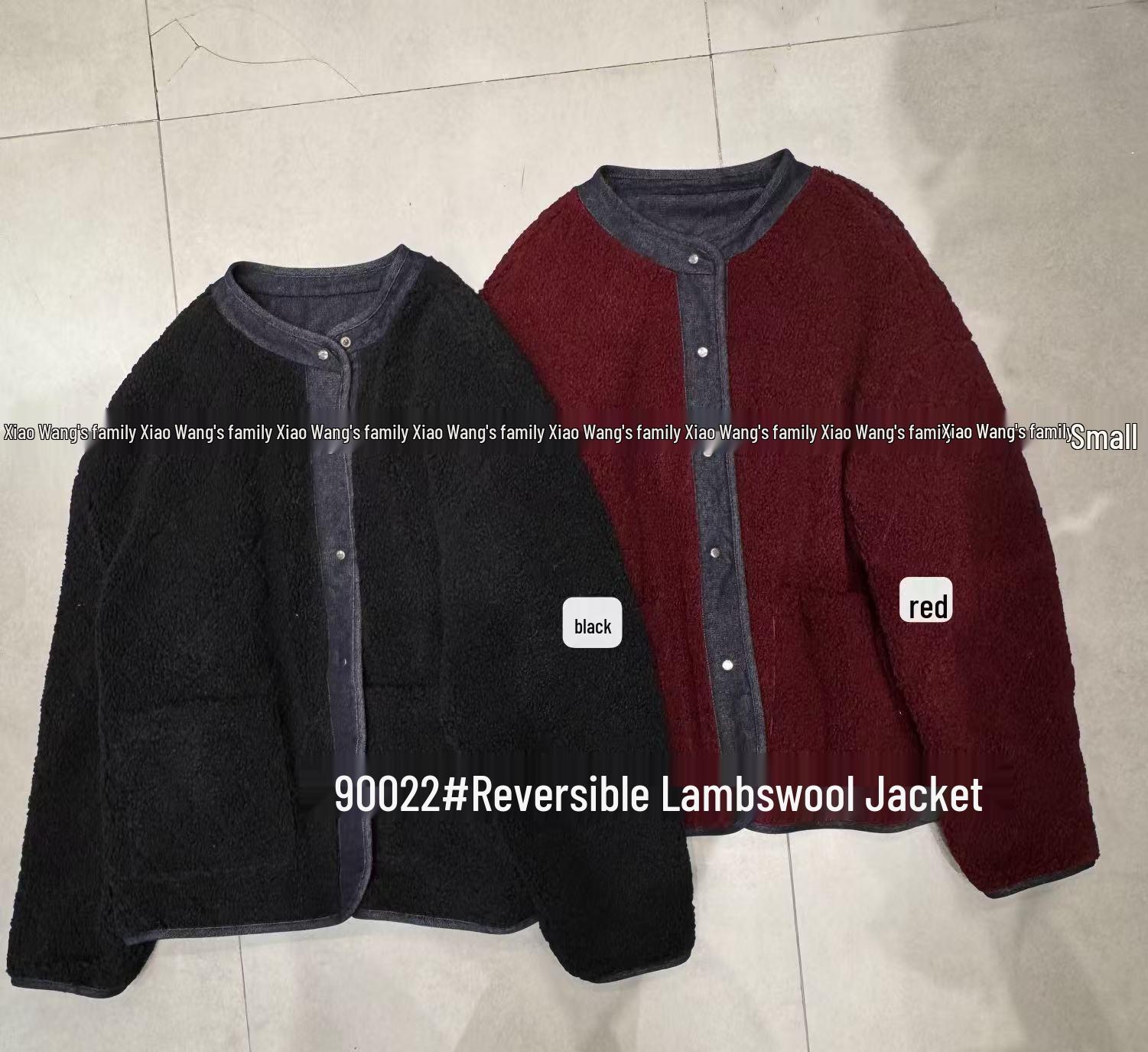 

Зимняя двусторонняя джинсовая куртка из овчины в корейском стиле от Сяо Вана - Большой размер, повседневная, свободного кроя One Size красный