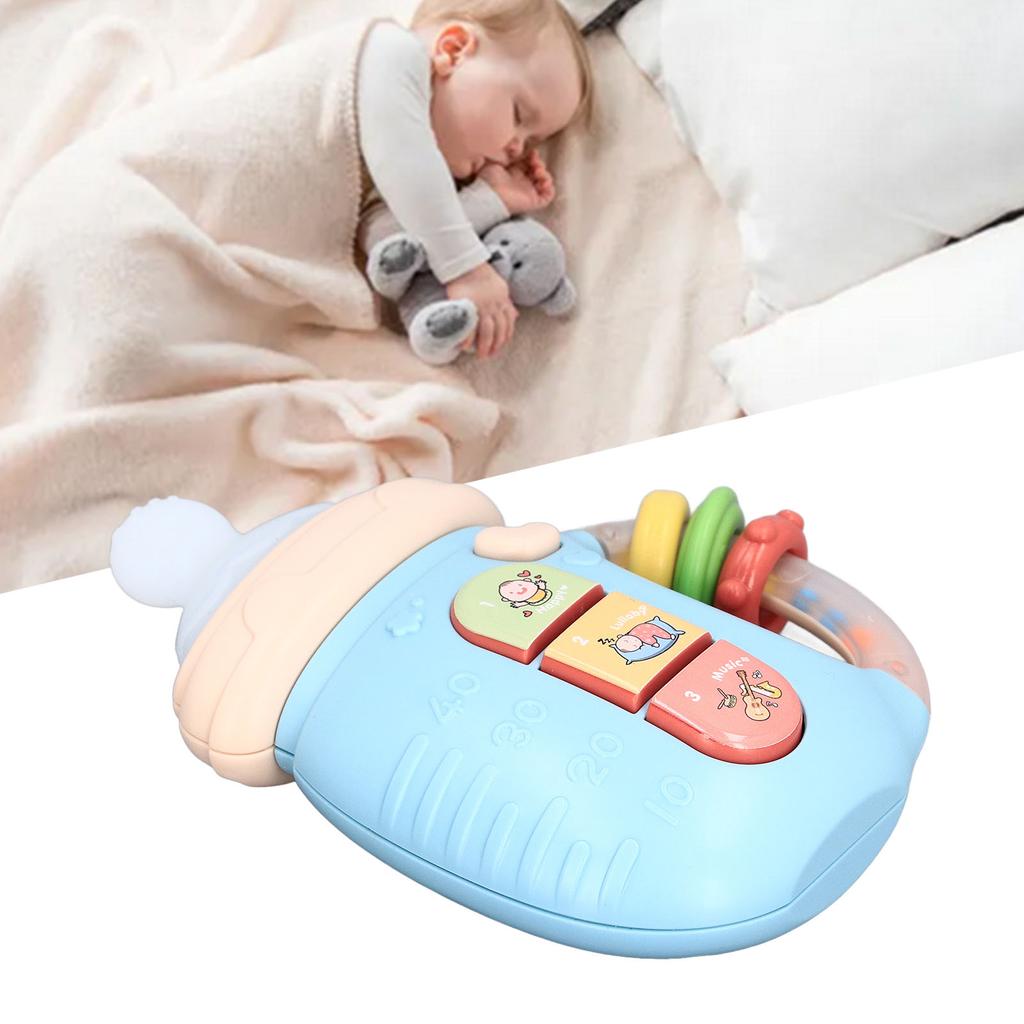 Baby Bottle Shape Teething Toys Soothing Sounds Lullaby Machine with Light and Music for Newborn Early Education