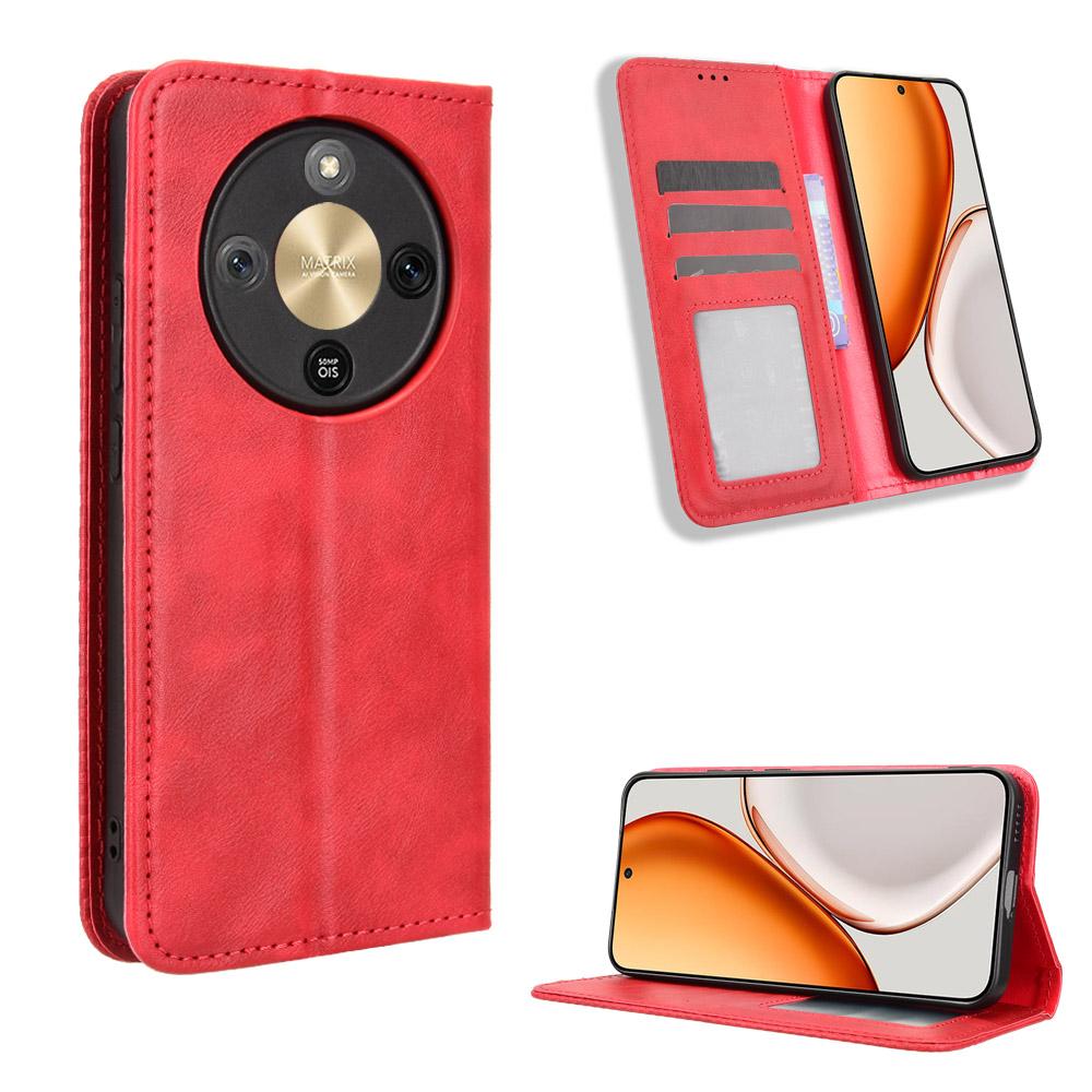 

For Honor Magic8 Lite 5G/X9d 5G/X70 5G Leather Case Wallet Stand Retro Texture Phone Cover