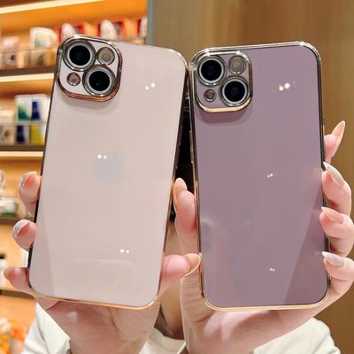 Coque de protection en silicone plaquée or pour iPhone 16 Pro Max, 15, 14 Pro, 13, 12, 11, X, XR, XS Max, 7, 8 Plus, SE 2020