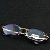 Handgefertigte randlose rechteckige Damen-Mode-Lesebrille +0,75 +1 +1,25 +1,5 +1,75 bis +4