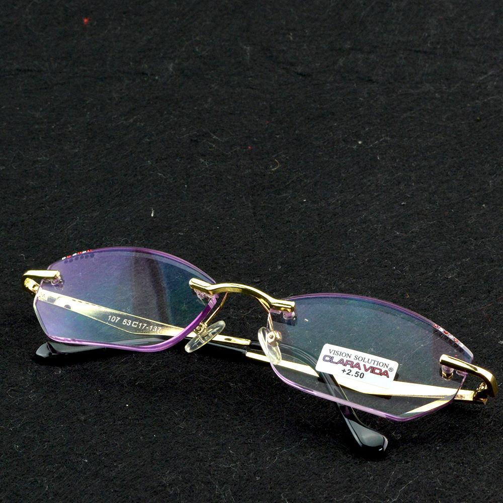 Handgefertigte randlose rechteckige Damen-Mode-Lesebrille +0,75 +1 +1,25 +1,5 +1,75 bis +4
