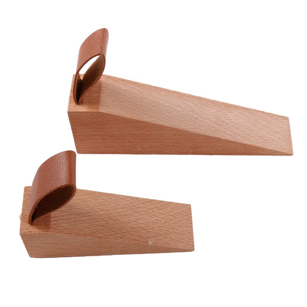 Wood 1Pcs Kitchen Home Leather Rope For Store Dorm Nail-free Wall Protector Door Stopper Non-Slip Stoper Triangular Wedges