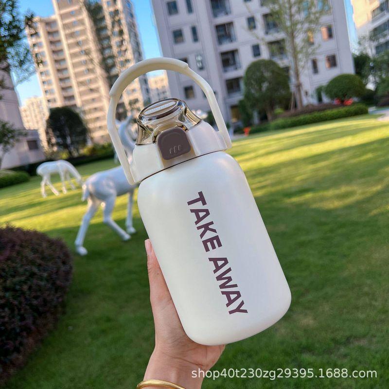 Large-Capacity Thermos Cup for Men and Women, Creative Outdoor Sports Water Bottle, High-Looking, Portable, Pop-Up Straw Water Cup
