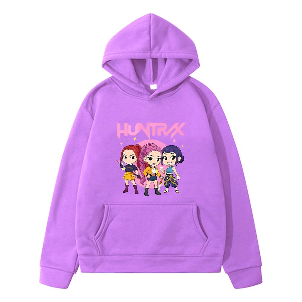 Autumn hoodies kpop demon hunters print Fleece sweatshirt  Jacket Cartoon pullover y2k sudadera anime hoodie kids clothes girls