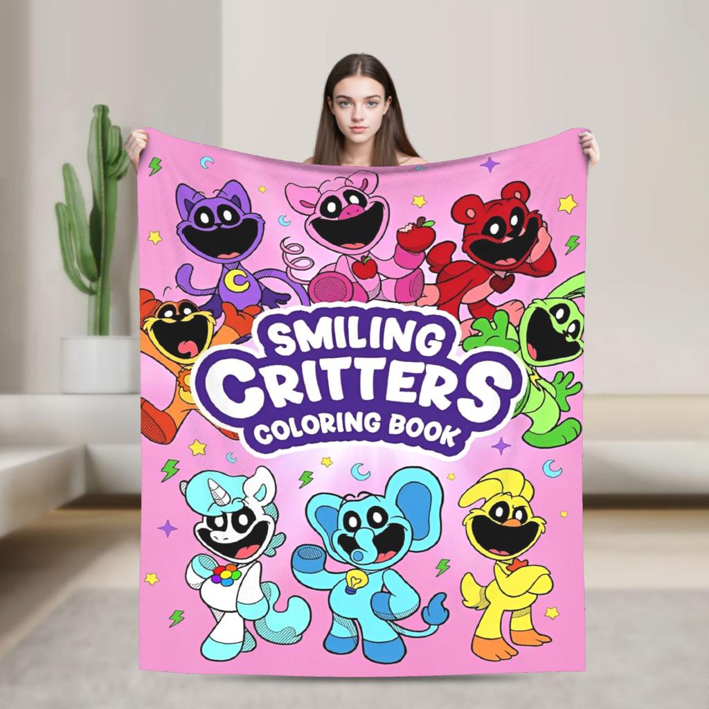 Cartoon S-Smiling Critters Anime Blankets Game Plush Novelty Warm Throw Blanket for Home Autumn/Winter