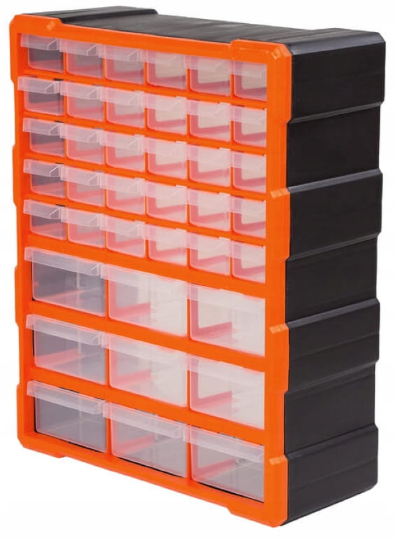 Wall-Mounted Plastic Workshop Organizer, 39 Drawers