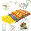 300pcs Assembly Straw Constructor Toys Plastic Children's Straw Building Block  Home Decoration