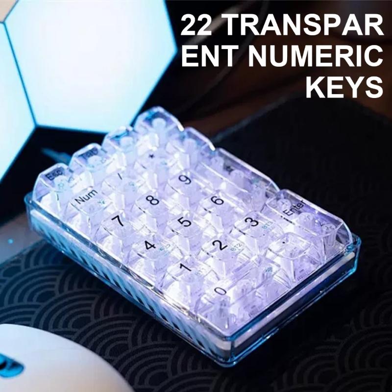 22Piece Ice Effect Light Through Keycaps for Number Pads Easy Install MX Keycap Upgrade Typing Experience