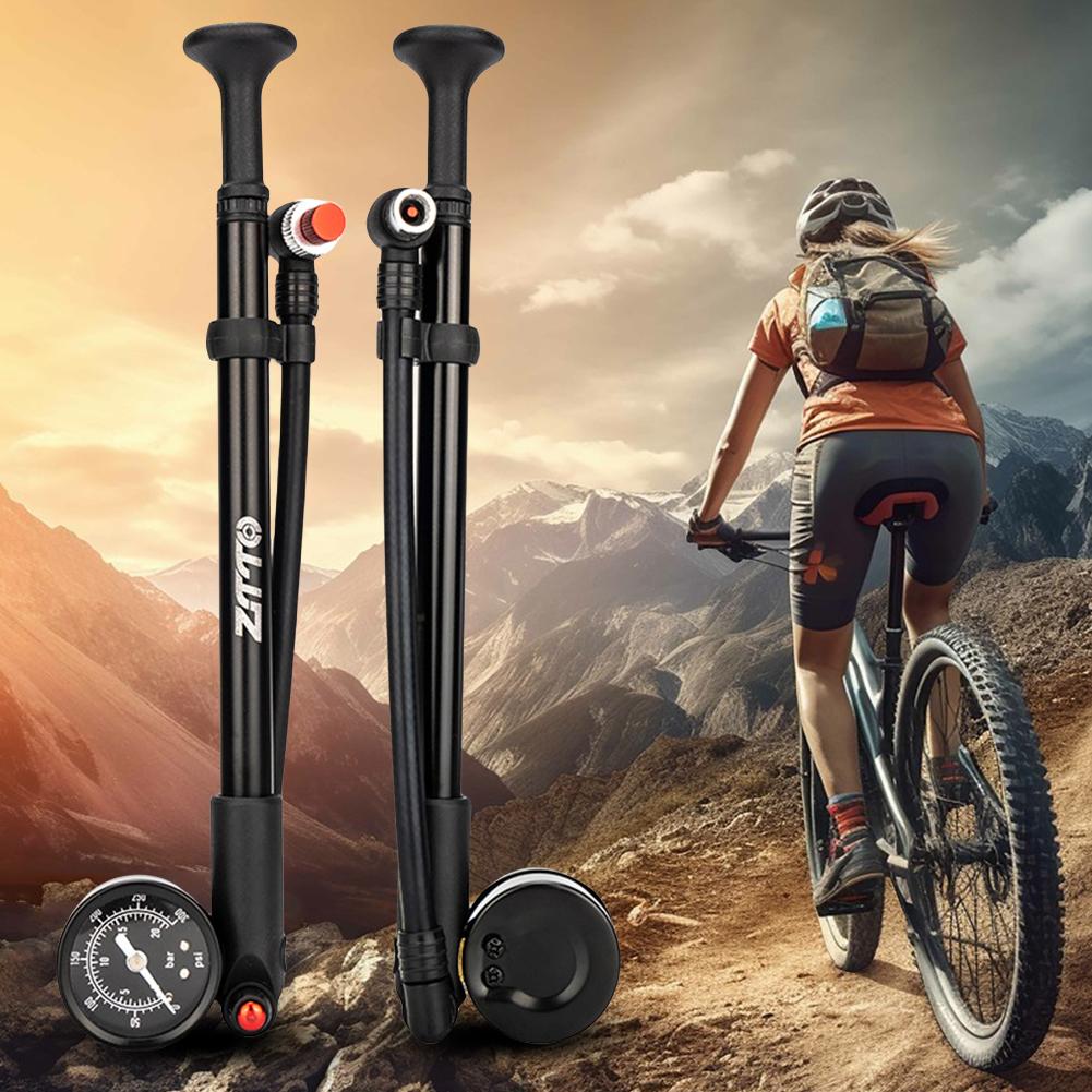 300PSI Bicycle Air Pump Schrader  Valve Portable Cycling Inflator High Pressure for Mountain Bike Front/Rear Suspension
