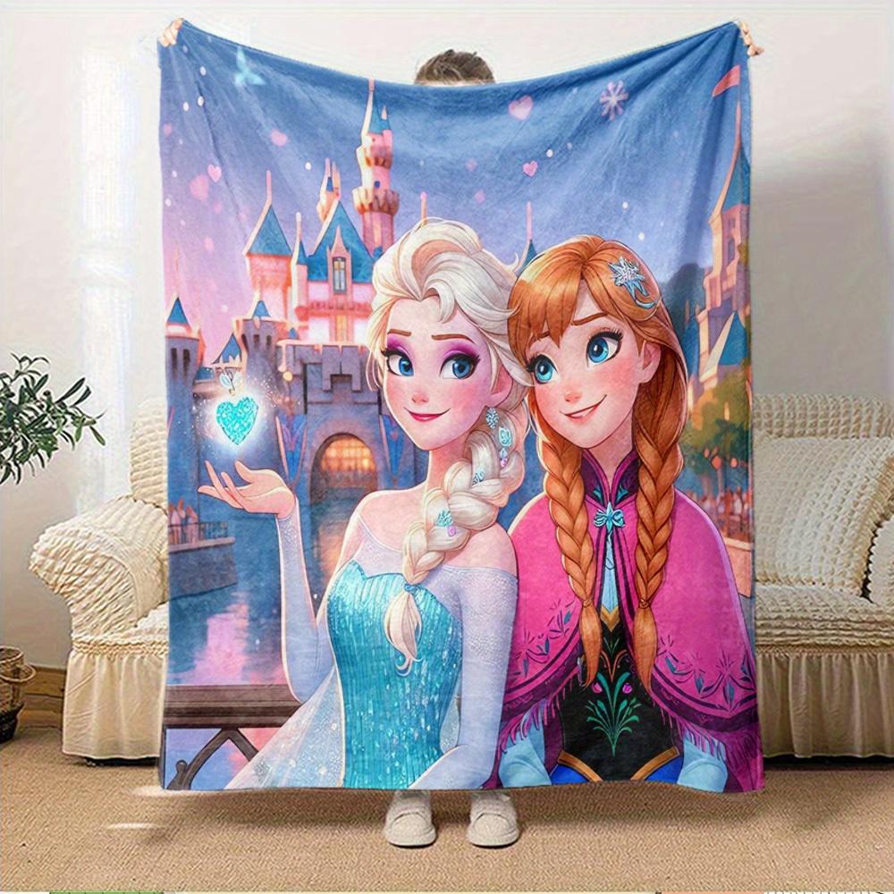 1pc Flannel Ice Princess Elsa and Anna Magic Heart Glow Throw Blanket Suitable for Bed Sofa Gift
