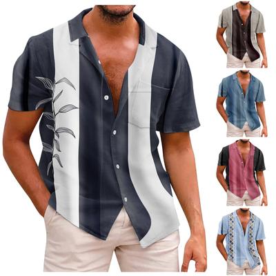 Short Sleeve Button Shirt Men'S Casual Short Sleeve Shirt Loose Shirt With Pocket